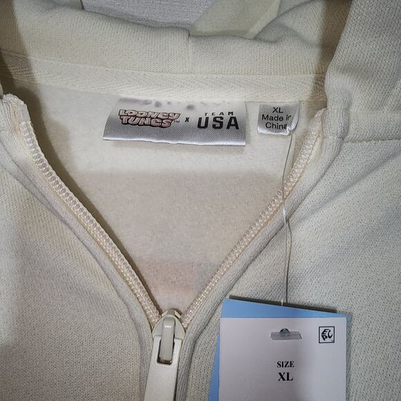 United states bug bunny white women's crop top hoodie XL - Picture 3 of 6